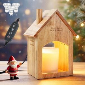 타이머가 달린 페퍼리 캔들 워머 램프, 병 캔들을 위한 나무 전기 라이트, 희미한 농가 러스틱 램프 녹임, 크리스마스 여성 엄마를 홈 데코 하우스 선물