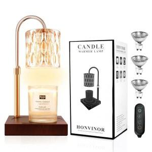 혼비너 캔들 워머 램프, 타이머 및 디머가 장착된 라이트, 높이 조절 가능, 병 향 캔들과 호환 홈 데코용 3개 전구가 램프