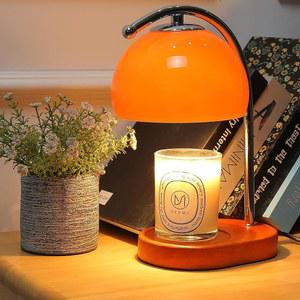 FCTWAKS 미드 센추리 오렌지 글라스 캔들 워머 램프, 타이머 및 디머, 엄마들을 위한 어머니의 날 생일 선물, 집 따뜻하게 하기 선물 새 집, 전구 2개가 달린 침실 장식용 램프