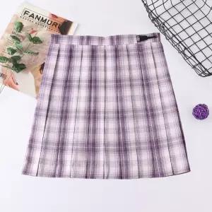 기장선택 아이보리퍼플 학생 교복 체크패턴 교복치마 (WFKC2TS)