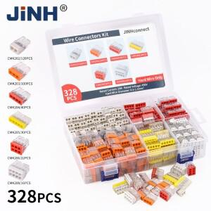 JINH 328Pcs 미니 소형 퀵 와이어 커넥터 234568 포트 너트 모음 팩 하드 스테인레스 간편한 전기 푸시 인
