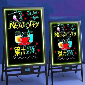 배너 80x120cm LED 입간판 A형 형광 플러그인 메뉴판 네온 보드판 두꺼운 원목