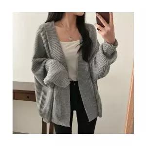여성가디건 추동 컬러의 루즈핏 캐주얼 코디 미디 니트 아우터 가디건 MF4