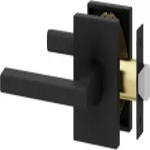 오쿤 쿼드라 1팩 매트 블랙 통로 도어 레버 - 복도 및 옷장을 위한 세련된 은폐 마운트 디자인의 리버서블