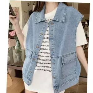 데님 여성 청 조끼 캐주얼 봄 가을 간절기