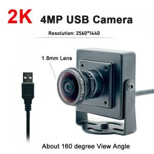 4MP 금속 USB 카메라 160도 웹캠 2560x1440 해상도 라이브 스트리밍 교육용 5MP 1.8mm 와이드 뷰 어안 렌즈
