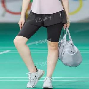 여성 반바지 빅사이즈 헬스 하이웨스트 배드민턴복 러닝 레깅스 2in1 5부 투인원 쇼츠