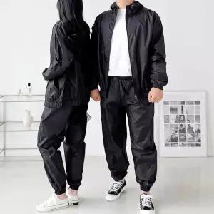 봄가을 데일리 루즈핏 후드 집업 트레이닝복 세트경량바람막이 조거팬츠 상하 츄리닝 운동 블랙 생활방수