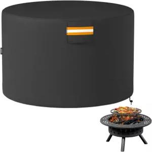 EVRBUL 원형 38인치 파이어 피트 커버 방수 파티오 테이블 헤비 듀티 420D 소재 50+ 자외선 차단으로 모든