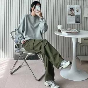 컴피진 여자 윙클 카고 와이드팬츠 SD-241018W캐주얼 편한바지 트렌디 데일리룩 여성