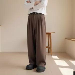 비비오 미니멀 쓰리 핀턱 와이드 벌룬 슬랙스 (2color)남성밴딩 룬팬츠 남자린넨 마바지 바지 밴딩 남자밴