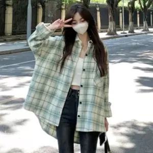 여성 파스탈 체크 카라 셔츠 1P 데일리 심플 남방여자 화이트 리본 데일리룩 긴팔 기본 정장 여름 하객 간