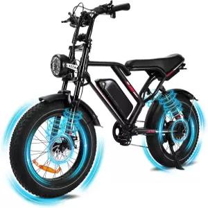 전기 자전거 1000w 모터 최대 속도 31mph 48V 17.5AH 듀얼 서스펜션 20인치 뚱뚱한 타이어 출퇴근 및