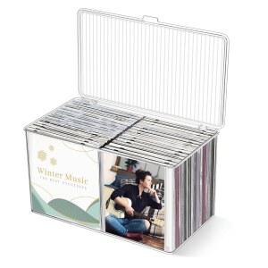 CD 보관 상자 쌓을 수 있는 투명 오거나이저 DVD 케이스 사진 뚜껑 포함 공예 트레이딩 카드 씨앗 스티커 스탬프 사무용품 바느질
