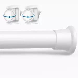 AISSI 1PCS 스프링 텐션 커튼 로드 2446인치 화이트 쇼트 창문용 조절식 로드1세트 홀더 포함