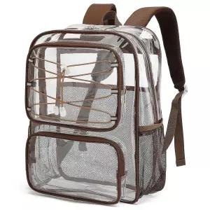 Esfoxes 여아용 여성용 투명 학교 백팩, 어린이, 청소년, 튼튼한 시스루 대학 책가방, 투명 학교 가방, 커