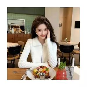 엘럽 여성용 야구 점퍼 겨울 털 더블 집업 코트 니트 박템4