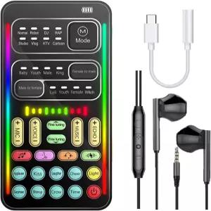 DANMO 게임 보이스 체인저 오디오 믹서 i9Live 사운드 카드 키트헤드폰 및 컨버터 2개 포함 PS4/PS5/Xbox