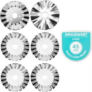 AMASEWART 6팩 45mm 핑킹 로터리 커터 블레이드 웨이브 퀼팅 재봉 및 예술 공예용 장식