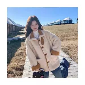 템퍼티샵 여성 겨울 무스탕 털 일체형 양면 스웨이드 코트 SOH4