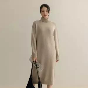 [하프클럽/]더먼 울 스트랩 폴라 원피스