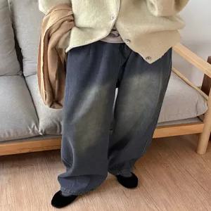 댈루 밴딩 기모 와이드 데님 팬츠 85910 빅사이즈 여성의류