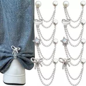 헤밍 메탈 스타 펄 하트 보우 셔츠 옷 팬 헴 클립 핀 귀여운 장식용 롱 청바지 바지 다리 소매 단추 의류