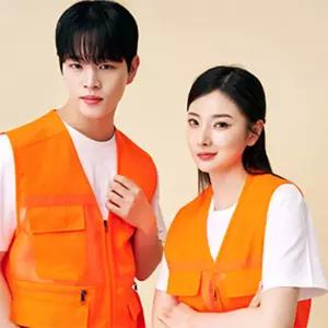 캡스록 멀티반사망사 조끼 CSR-518 형광오렌지 행사 작업 단체 패션 작업용 남성 남성용 맞춤 동호회 체육