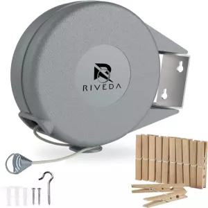 접이식 빨랫줄 - 휴대용 헤비 듀티 실내외 세탁 라인 벽걸이가 있는 45피트 PVC 젖은 건조 의류 세탁기