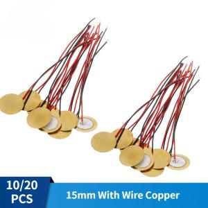 20PCS 15mm 피에조 요소 버저 사운 더 센서 트리거 드럼 디스크 웨이퍼 플레이트 용 와이어 구리 포함)