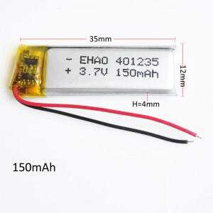 3.7V 150mAh 리포 리튬 폴리머 충전식 배터리 401235 MP3 블루투스 헤드셋 비디오 펜 Recprder 팔찌 시계