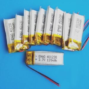 로트 10개 3.7V 120mAh Lipo 리튬 폴리머 충전지 401230 MP3 블루투스 스피커용 스마트 워치 헤드셋 레코더