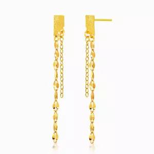 갤러리아 순금 24K 귀걸이 롱 샤인 드롭 체인