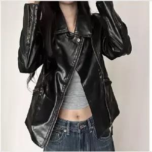 가죽자켓 점퍼 간절기 바람막이 가죽코디 신상 코디 가을 여성자켓 아웃도어 케쥬얼 청바지코디