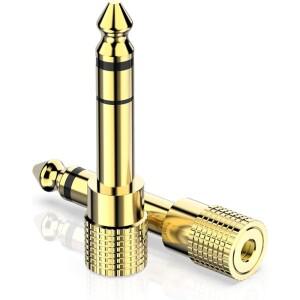 2/4개 6.35mm 1/4(수) - 1/8 3.5mm(암) TRS 스테레오 잭 오디오 어댑터 (기타 앰프 스피커 헤드폰용)