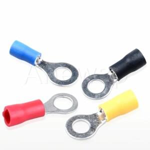 100PCS RV1.25 와이어 터미널 원형 O 형 라인 절연 냉간 압착 구리 코 커넥터