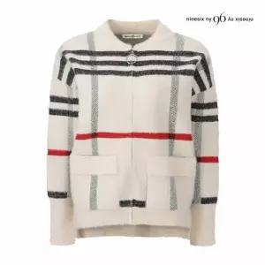 [나인식스뉴욕] O링 집업 밍크사 체크 가디건 (NQ1KG004M0)