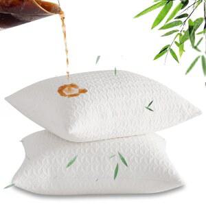 지퍼가 달린 IMBLO 방수 베개 보호대, 대나무 커버에서 유래한 레이온, 퀸 쿨링 커버, 통기성, 부드럽고 세탁 가능, 2종 세트