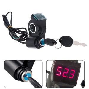 1세트 전기 자전거 파워 스위치 잠금 디스플레이 엄지 스로틀 키 포함 12V-84V 전동 스쿠터 핸들바 점화 락