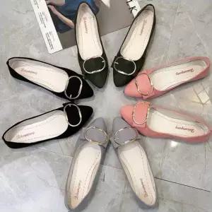 225-255mm 스웨이드 버클리본 플랫슈즈 빅사이즈 단화