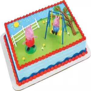 데코팩 페파 돼지 그네 세트 데코셋 케이크 장식 토퍼 핑크 3.2인치 x 1.8인치