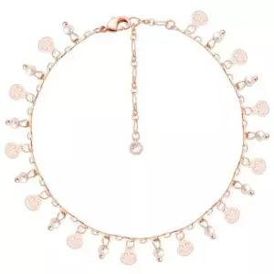 14K GP 진주 스마일 귀여운 로즈골드 체인 패션 발찌