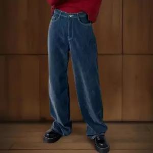 [하프클럽/]여성 벨벳 와이드팬츠 겨울 일자핏 데님 면바지