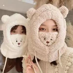 남자머플러 곰돌이 방한 후드 넥워머 목토시 바라클라바 3컬러