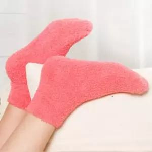 (색상 랜덤)민무늬 선물 여성 임산부 겨울양말 보온 수면양말 KC 파스텔 겨울양말 조리원 극세사양말 포근