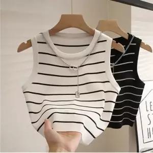 [사러왕]스트라이프 크롭티 민소매 탑 이너 여름 여성 티셔츠 레이어드 우먼 나시티 탱크탑 기본나시