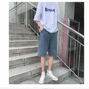 남성 청반바지 워싱진 데님팬츠 5부 와이드핏 반바지 아웃도어