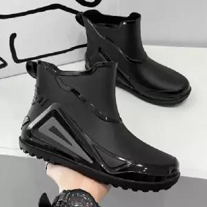 삼각 포인트 남성 발목 장화 가벼운 레인부츠 장마철 여름 미들 부츠 패션 슈즈 방수 신발