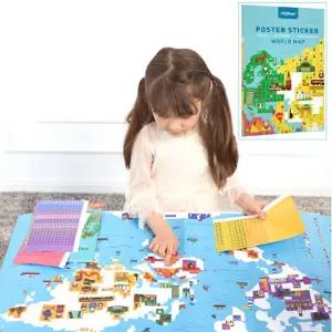 우표로 배우는 세계지도 스티커놀이/아트/놀이/컬러/유치원/색칠/공부/꾸미기/붙이기/캐릭터/아기/스티커