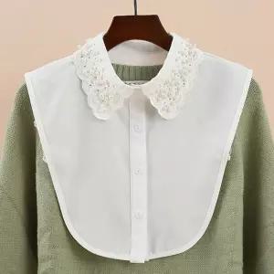 진주장식 자수 페이크 카라 넥 케이프 레이어드 페이크카라 넥케이프 레이스카라 탈부착카라